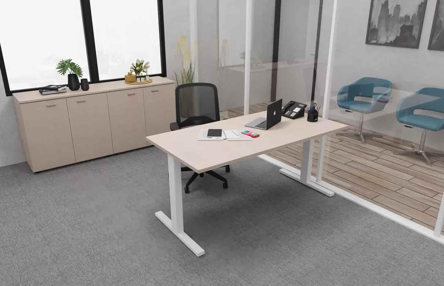 Bureau individuel droit avec pieds métal - Home office - France Bureau