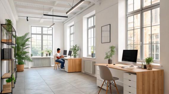 Aménagement de bureau pro style scandinave