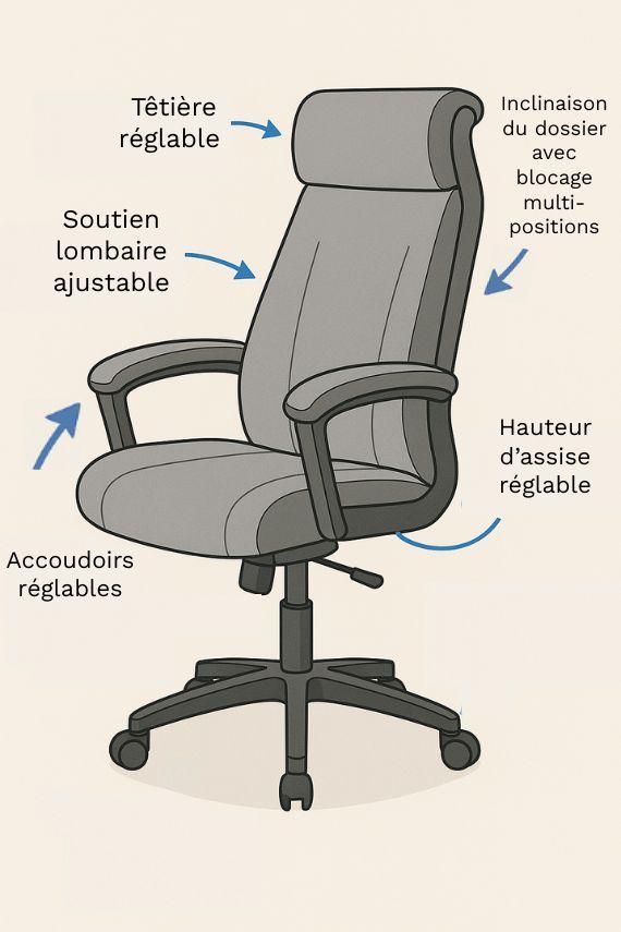 Réglage et distance à respecter pour un fauteuil de direction