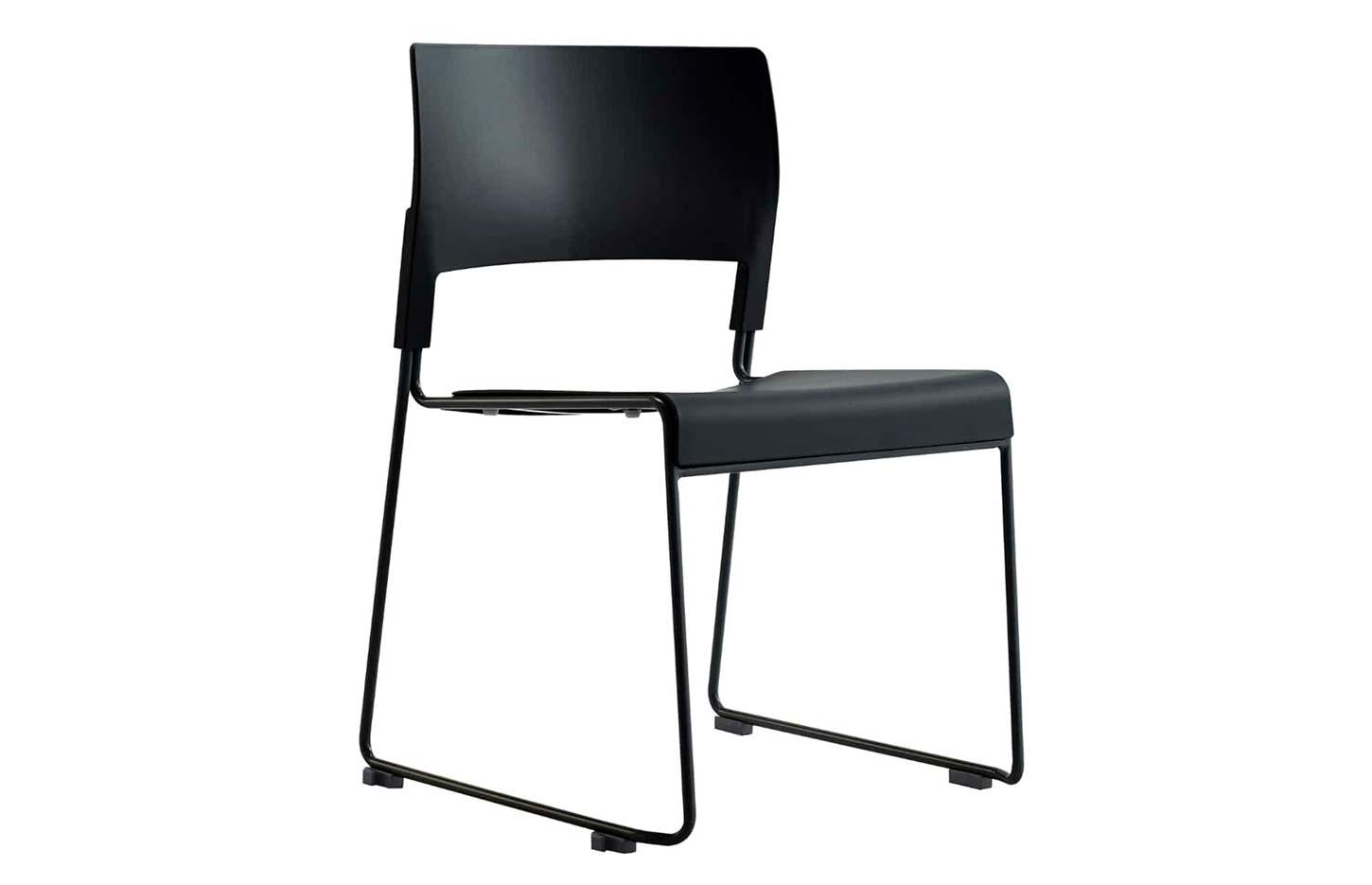 Chaise de réunion Docodo Polypro noire empilable - vue de profil