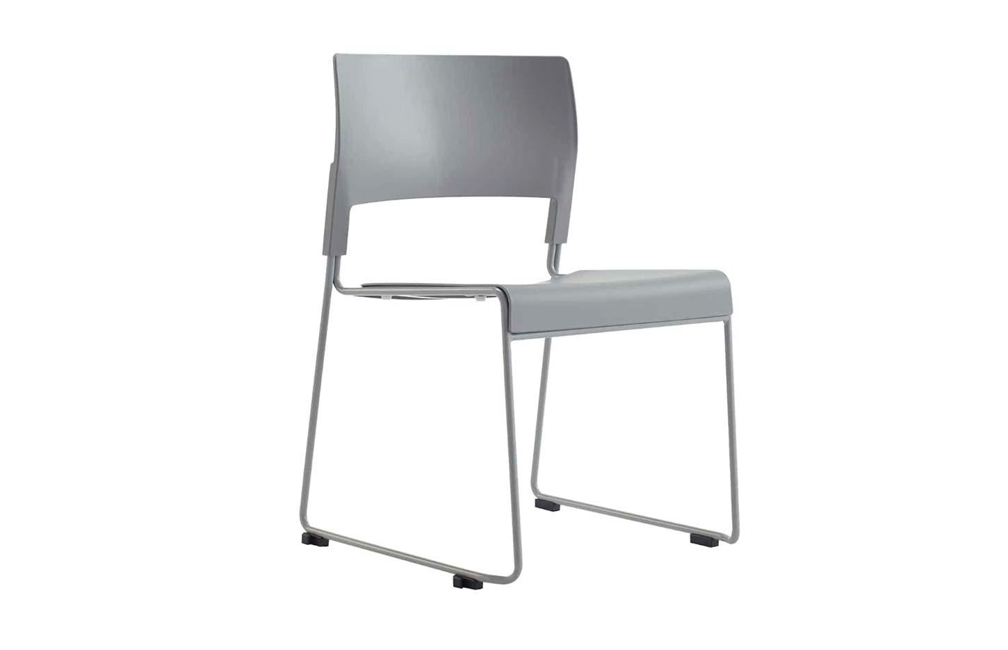 Chaise de réunion Docodo Polypro grise empilable - vue de profil