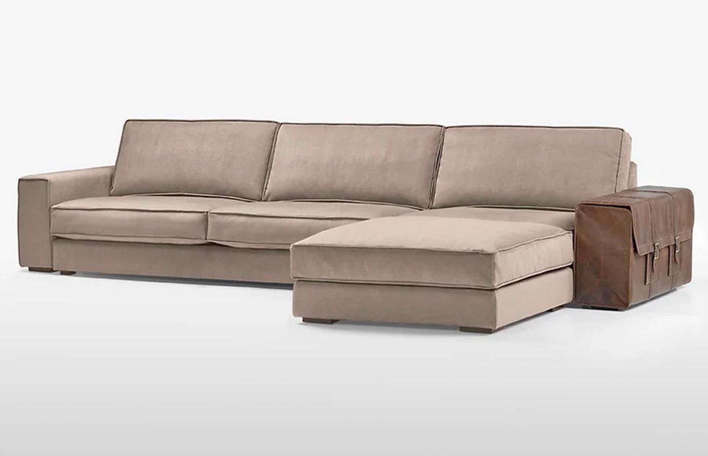 Canapé confortable en tissu avec malle en cuir, gamme Izoard - France Bureau