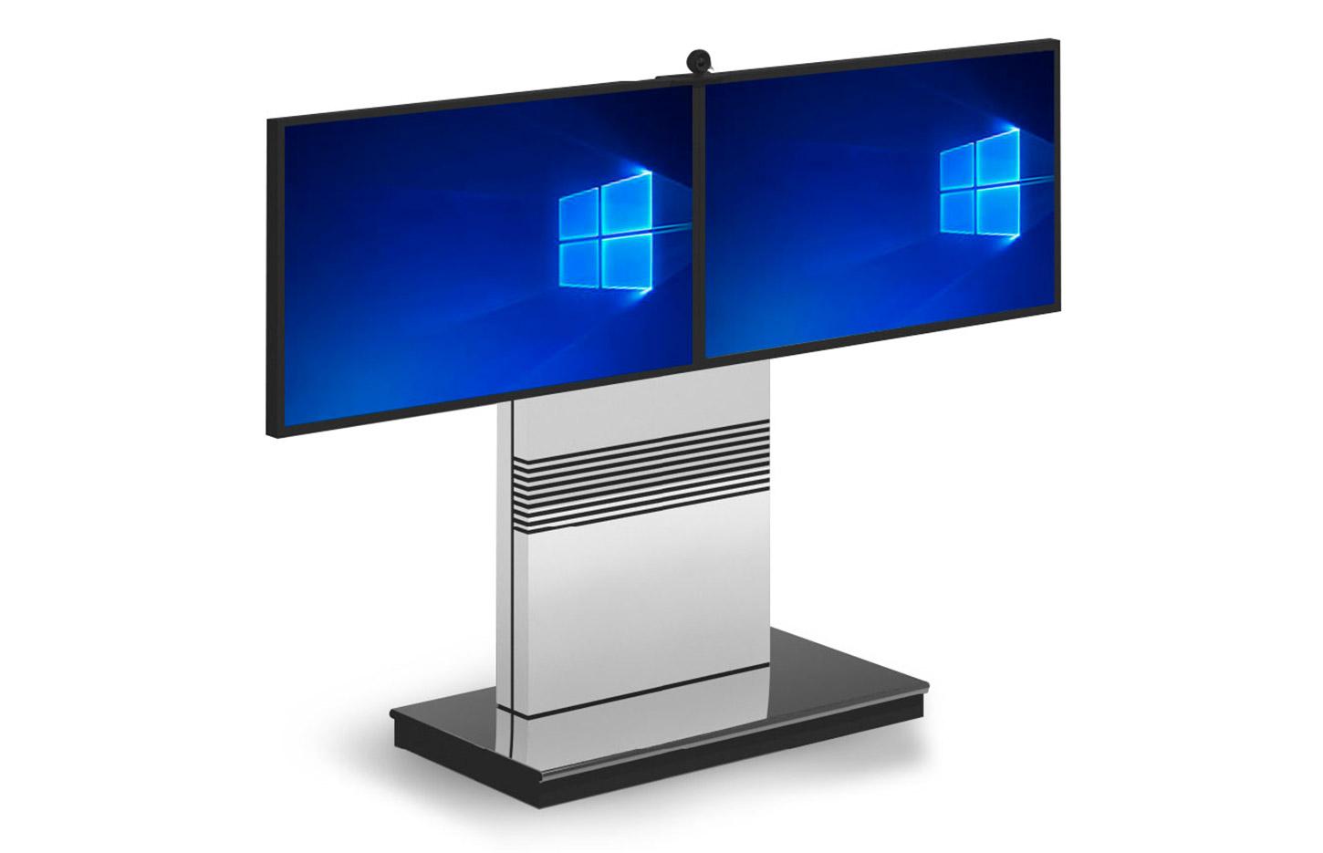 Support audiovisuel pour 1 ou 2 écran mobile sur 4 roulettes, gamme Agora - France Bureau