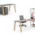 Bureau modulable open space avec piétement aspect bois, gamme Akka - France Bureau