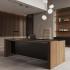 Bureau de direction luxe en bois mélaminé cadre aluminium voile de fond, gamme Albano - France Bureau