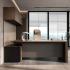 Bureau de direction luxe en bois mélaminé cadre aluminium voile de fond, gamme Albano - France Bureau