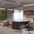 Bureau de direction luxe en bois mélaminé cadre aluminium voile de fond, gamme Albano - France Bureau