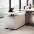 Bureau de direction luxe en bois mélaminé cadre aluminium voile de fond, gamme Albano - France Bureau