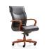 Fauteuil de direction en cuir noir moyen dossier avec finition en bois palissandre - Gamme albaron bois - France Bureau