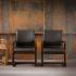 Fauteuil de conférence en cuir avec piètement luge et accoudoir fixe en bois palissandre - Gamme Albaron conférence - France Bureau 