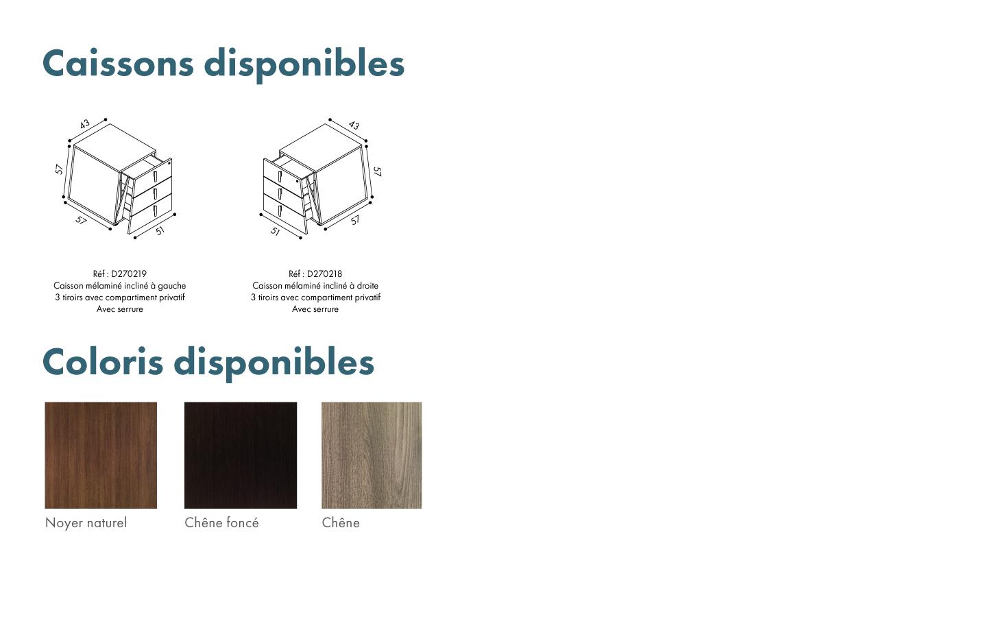 Caisson de bureau design inclinée avec compartiment privatif, gamme Almanzora, France Bureau