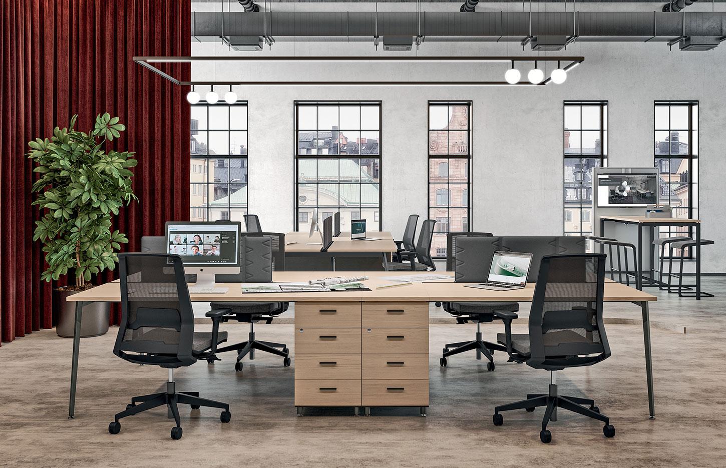Alsek open space 2 personnes bureau partagé rangements, gamme Alsek - France Bureau