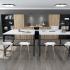 Poste collaboratif haut, plateau finition bois naturel et structure solide noire, style moderne, gamme Altai Haute - France Bureau