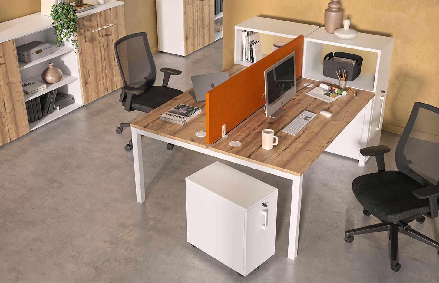 Bureau open-space bench face à face plateau mélaminé pieds métal, gamme Altai open-space - France Bureau