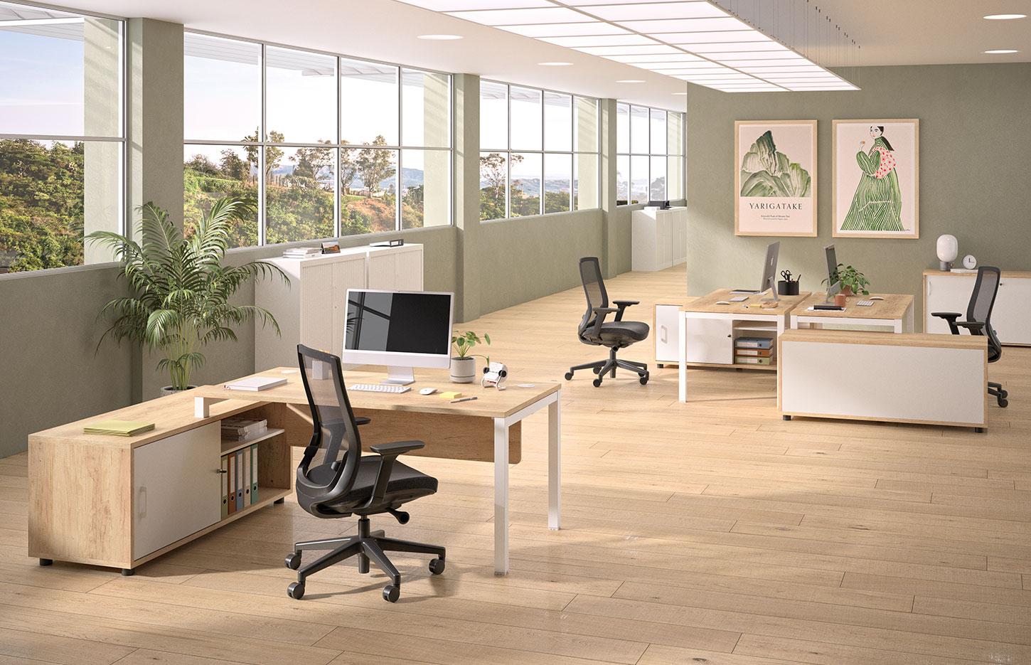 Bureau open-space bench face à face plateau mélaminé pieds métal, gamme Altai open-space - France Bureau
