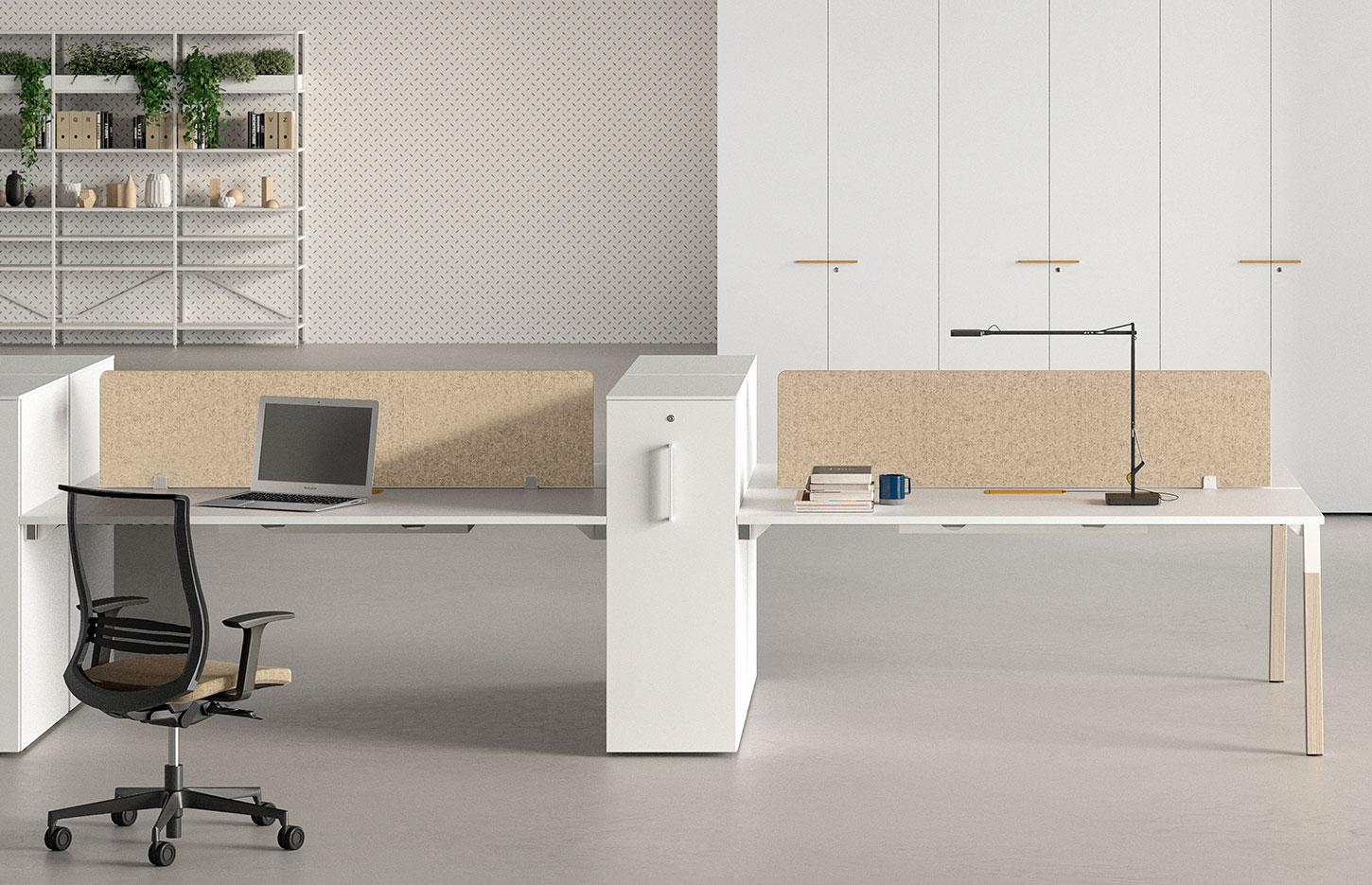 Bureau open-space scandinave pieds bois blanc, gamme Amazone open-space - France Bureau