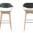 Tabouret 4 pieds bois massif avec dossier en polypropylène et assise en bois avec placet en tissu - Gamme Araxe Tabouret - France bureau 