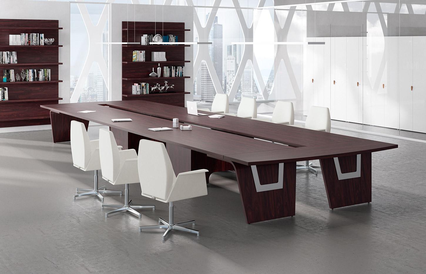 Table de réunion en bois plateau droit ou courbe, gamme Arizaro reunion, France Bureau