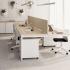 Bureau bench 2 postes piètement arche Blanc avec écran séparateur central, gamme Aronde open-space - France Bureau