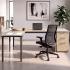 Bureau individuel plateau Chêne fil piètement arche Ombre et caisson 3 tiroirs, gamme Aronde - France Bureau