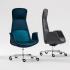 Fauteuil de direction haut dossier accoudoirs fixes en tissu, gamme Athos direction - France Bureau