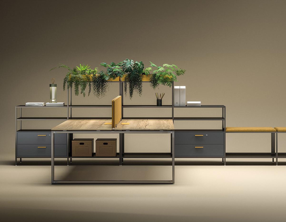 Bureau modulable open-space individuel ou bench pieds en \