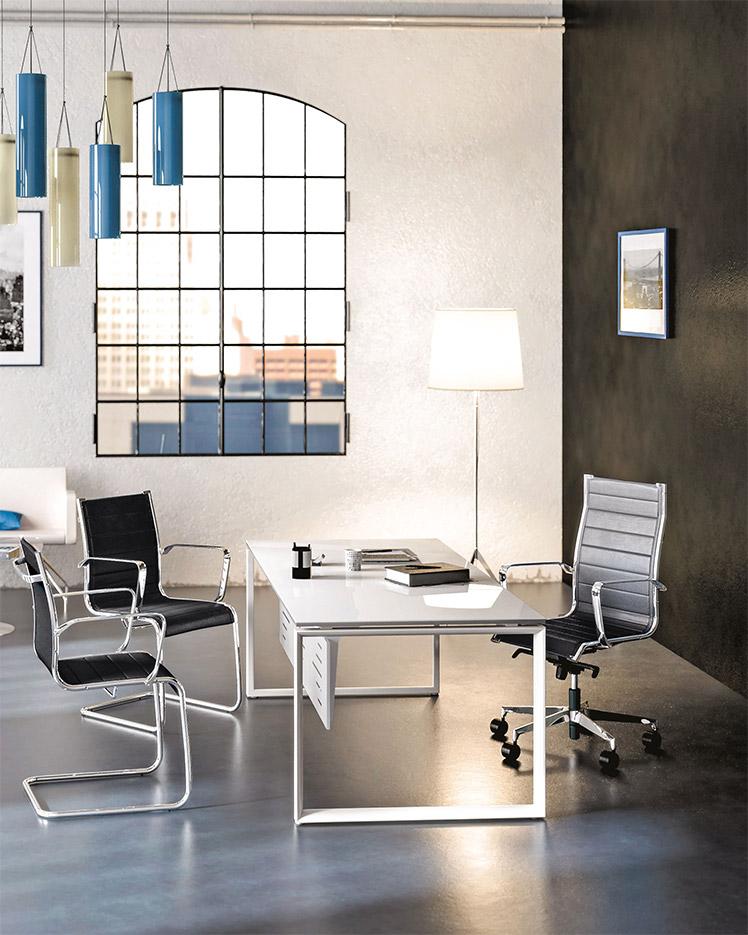 Bureau en verre avec plateau imitation verre noir ou banc, Fabrication Française, gamme Baïkal - France Bureau