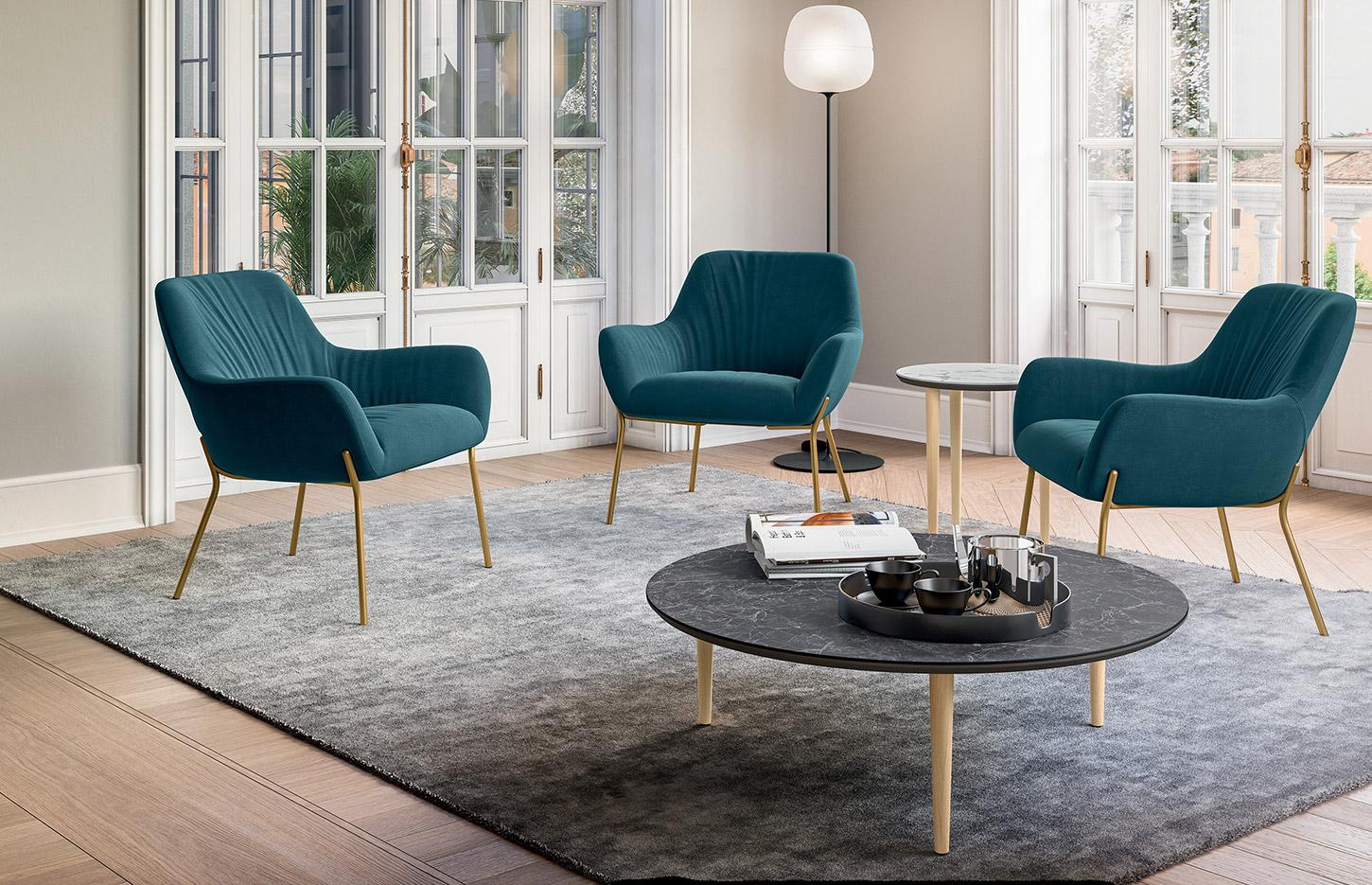 Fauteuils lounges confortables pieds bois ou métal, gamme Bojoz lounge - France Bureau
