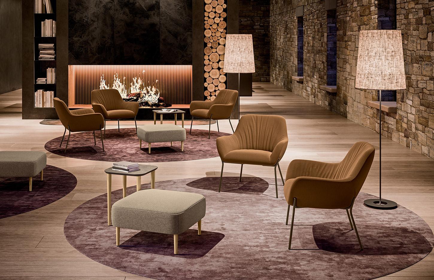 Fauteuils lounges confortables pieds bois ou métal, gamme Bojoz lounge - France Bureau