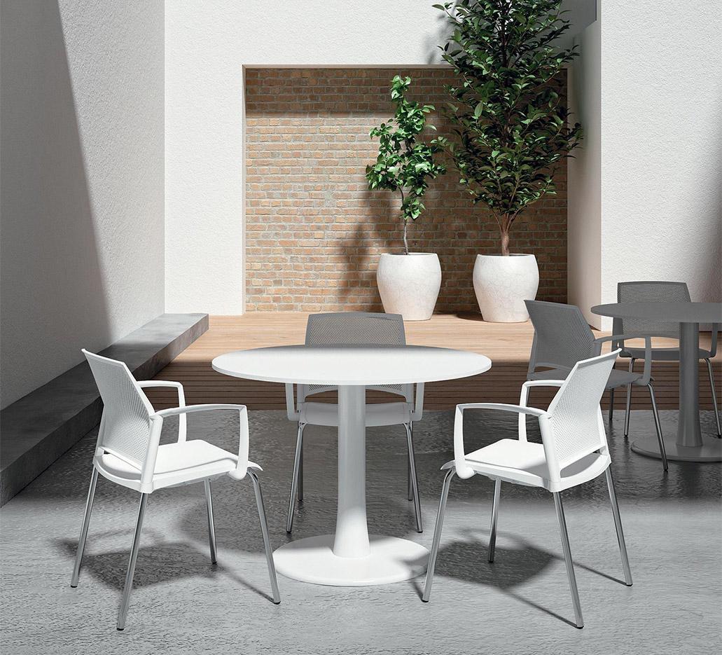 Table de cafétéria ronde ou carré, basse standard ou haute, gamme Balme - France Bureau