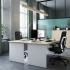 Bureau pieds panneaux en mélaminé avec compléments et rangements, gamme Banyoles - France Bureau