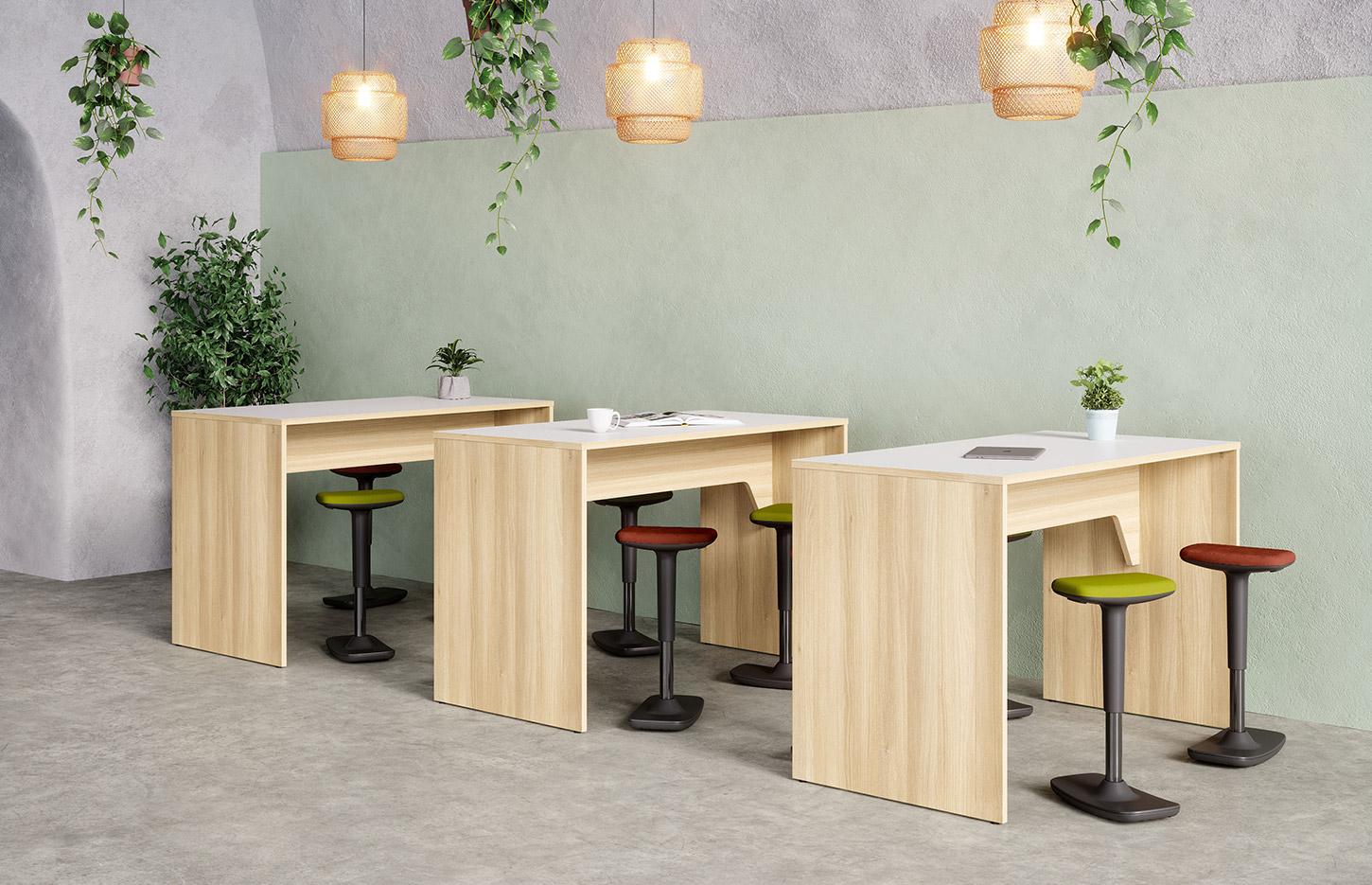Table de conférence bois avec bancs en mélaminé uni ou bicolore, Fabrication Française, gamme Batur - France Bureau