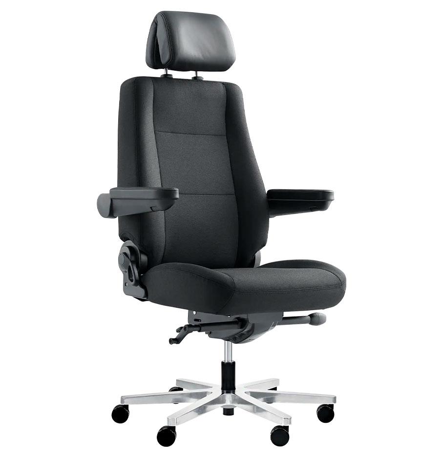 Fauteuil ultra résistant en revêtement tissu noir pour usage intensif - Gamme Bazel - France Bureau