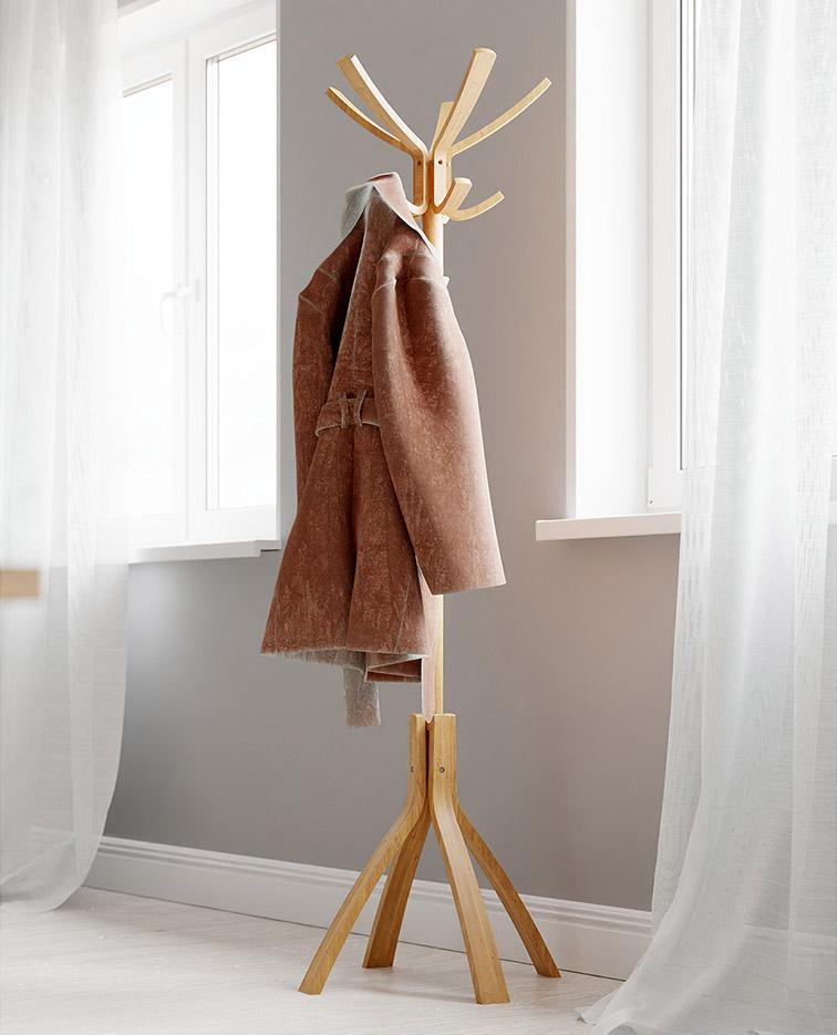 Portemanteau en bois avec 5 doubles patères et 3 finitions disponibles - Gamme Beseka - France bureau	