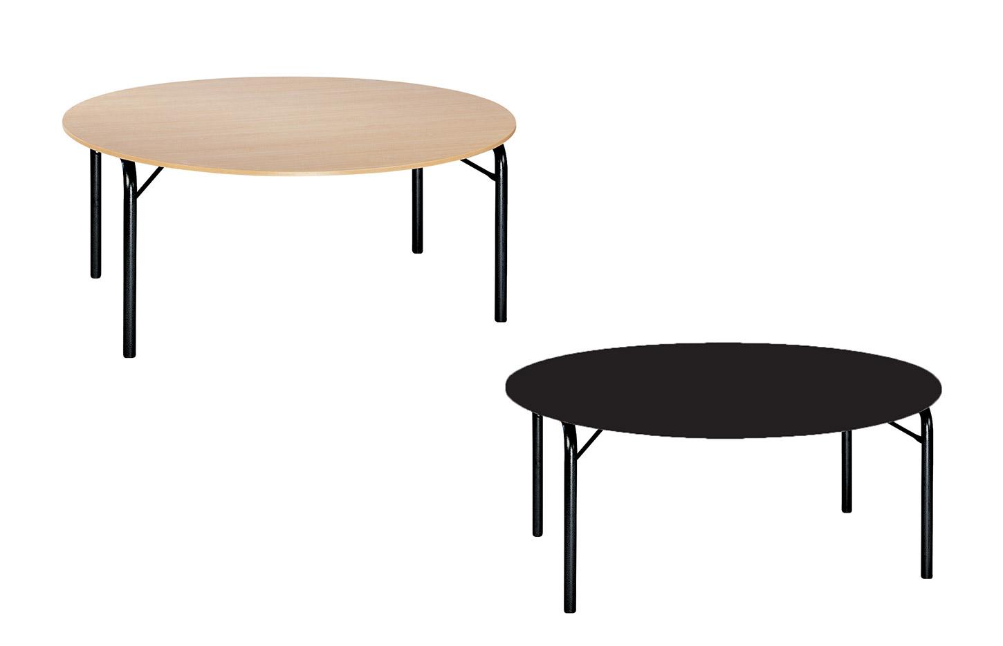 Table pliante rose, 150 et 180 cm à pieds noirs, gamme Bigfeet - France Bureau