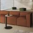 Canapé modulaire d\'accueil en tissu avec modules droits, angle et poufs, gamme Bornova - France Bureau