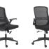 Siège opératif avec dossier résille noir, assise rembourrée noire, et accoudoirs escamotables - Gamme Bréha - France Bureau
