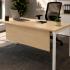 Bureau pied droit blanc avec plateau orme blanchi et voile de fond - Gamme Campana - France Bureau