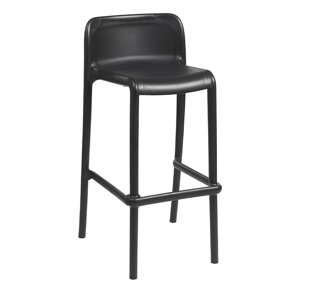 Tabouret intérieur et extérieur en polypropylène noir - Gamme Corsini - France Bureau
