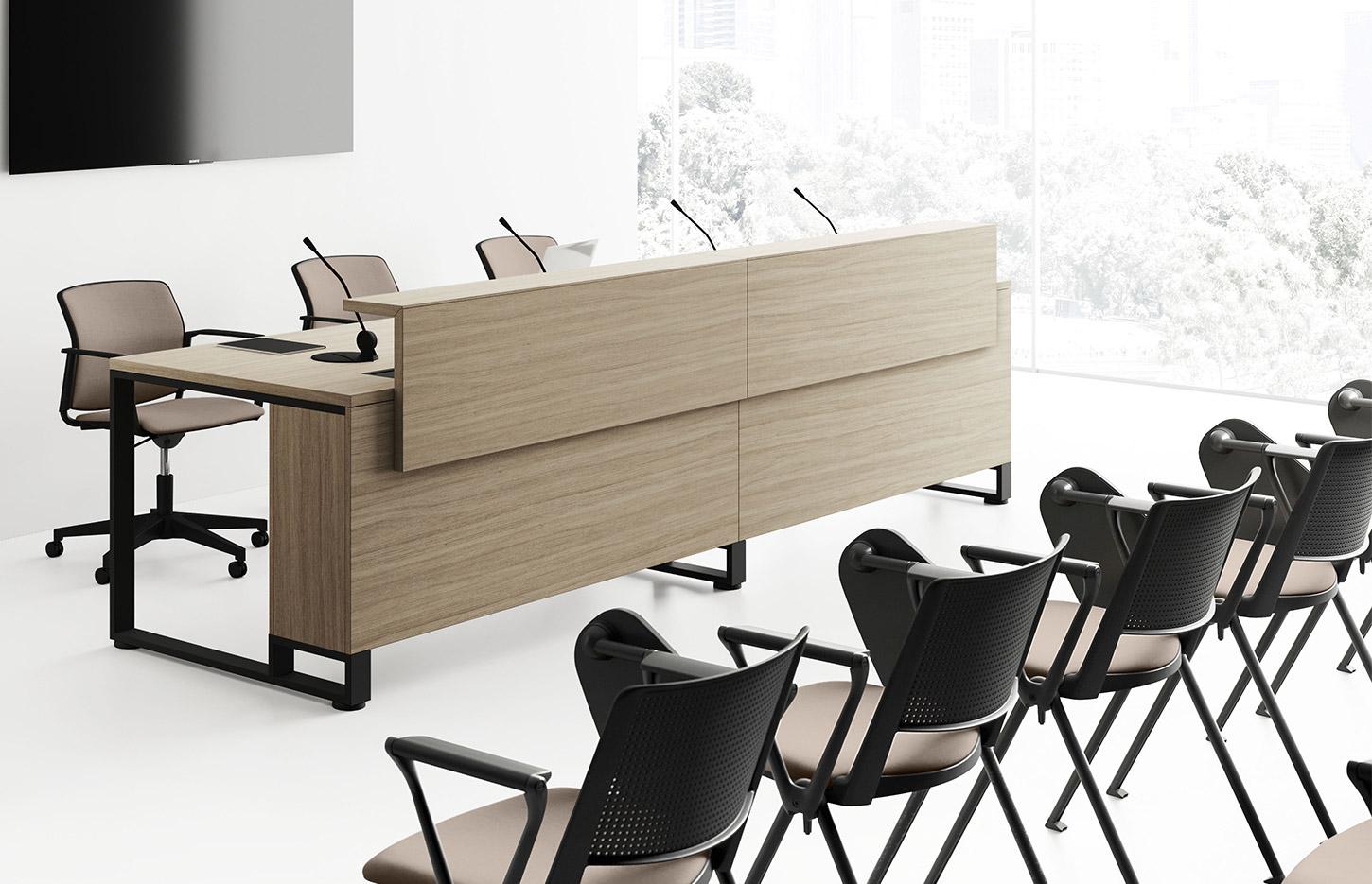 Pupitre de conférence H126 par 2 cm, finition bois moderne, gamme Courmayeur Conférence - France Bureau