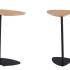 Table d\'appoint avec plateau en bois et pied colonne en métal noir - Gamme Darial - France Bureau