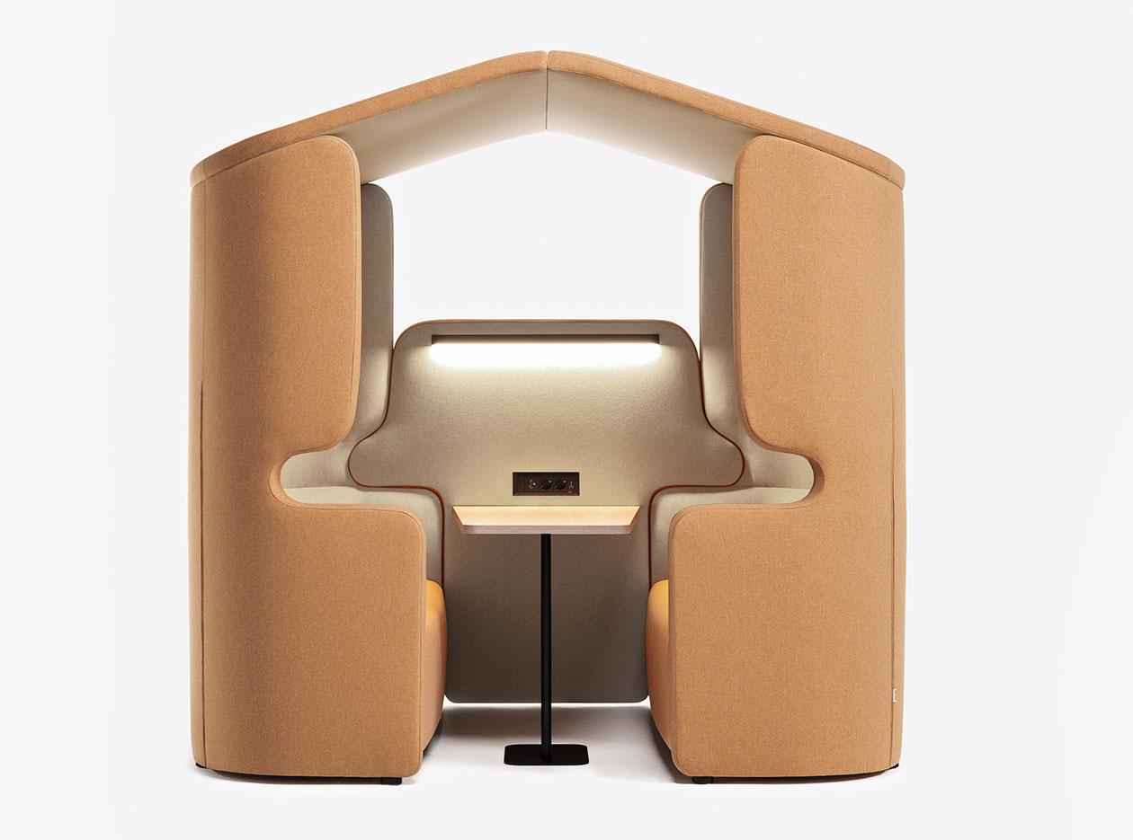 Cellule acoustique avec toit, connectique, lumière, gamme Diklo home - France Bureau