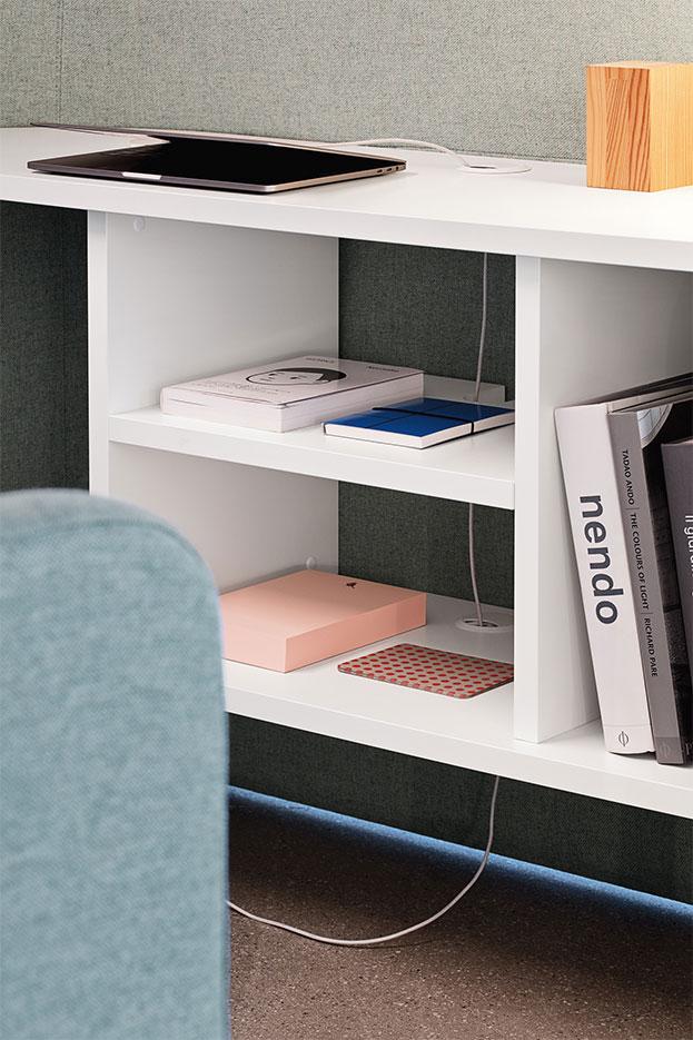 Cellule acoustique avec plateau et/ou rangement pour bureau, gamme Diklo work - France Bureau