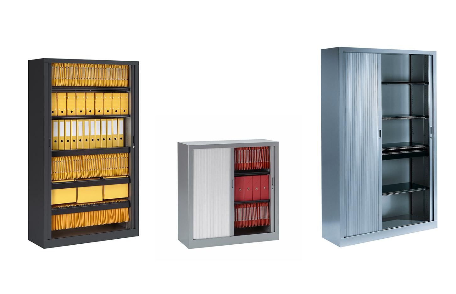 Rangement de bureau, avec portes en bois ou de couleurs, Fabrication Française, gamme Dolomites - France Bureau