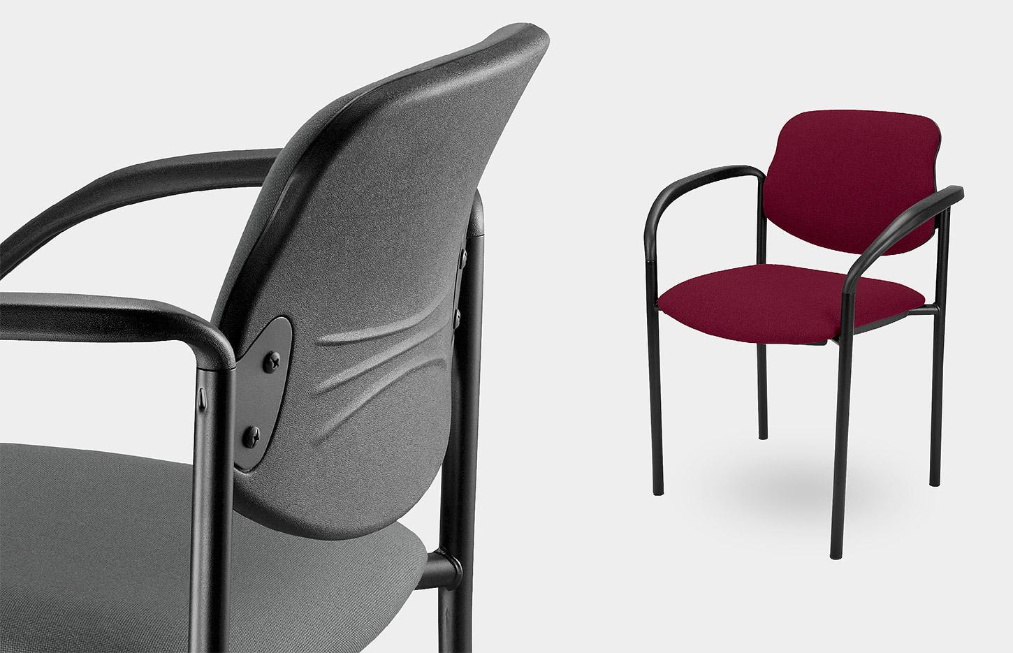 Chaise de collectivité tissu ou similicuir piétement noir ou aluminium, gamme Domenon - France Bureau