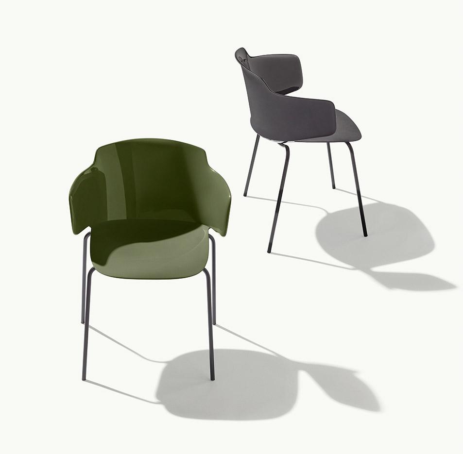 Chaises avec ou sans accoudoirs empilable coque polypropylène, gamme Doty - France Bureau