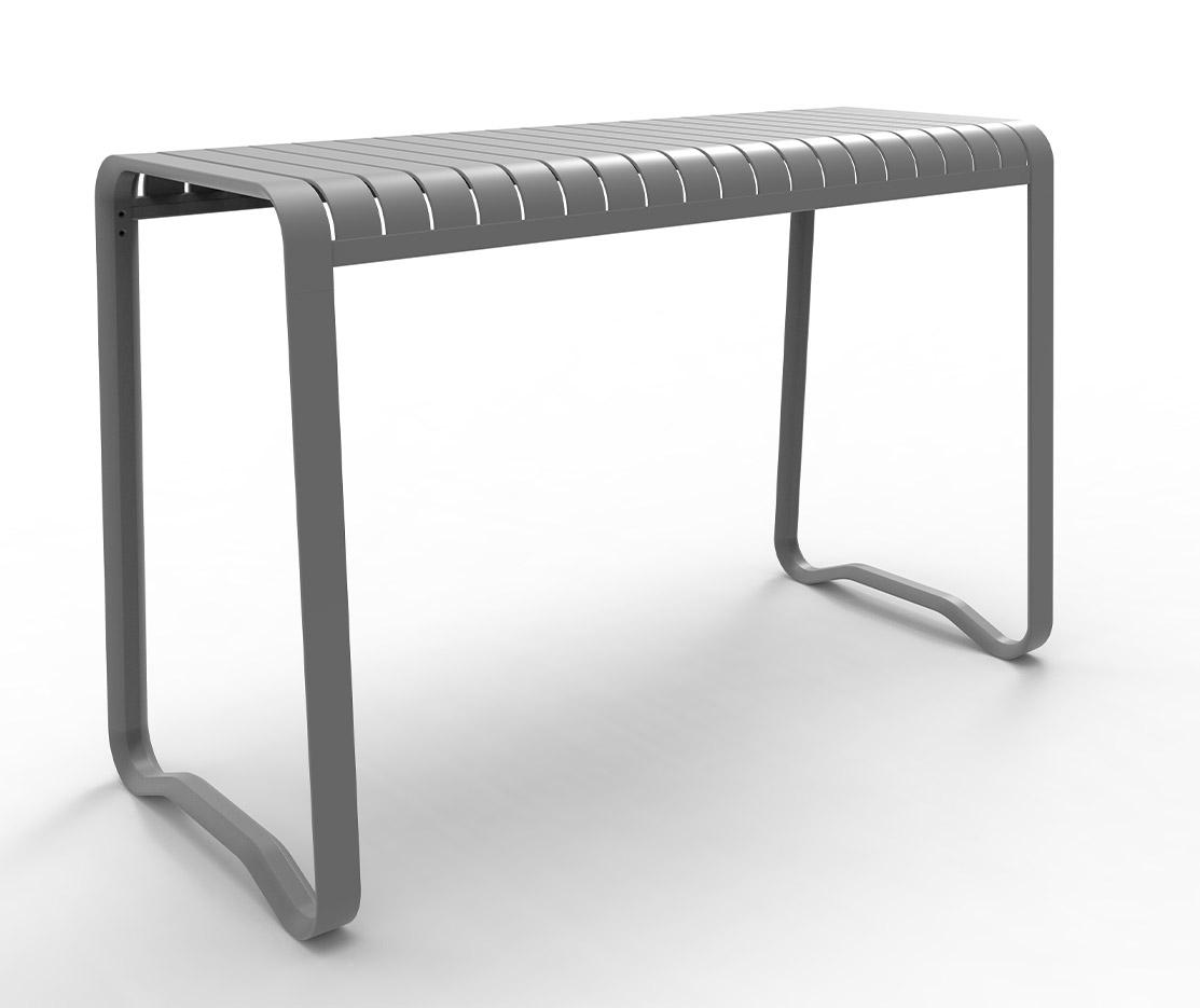 Table haute de restauration L161 x P71 x H106cm en aluminium pour usage extérieur - Gamme Duarte haut - France Bureau