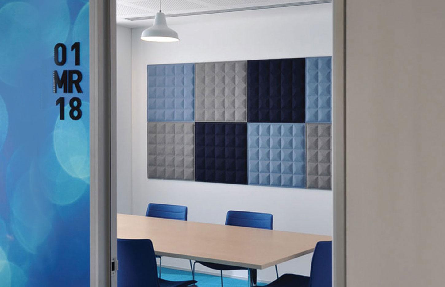 Panneaux murales acoustiques fixation adhésives, gamme Echoes Tile - France Bureau