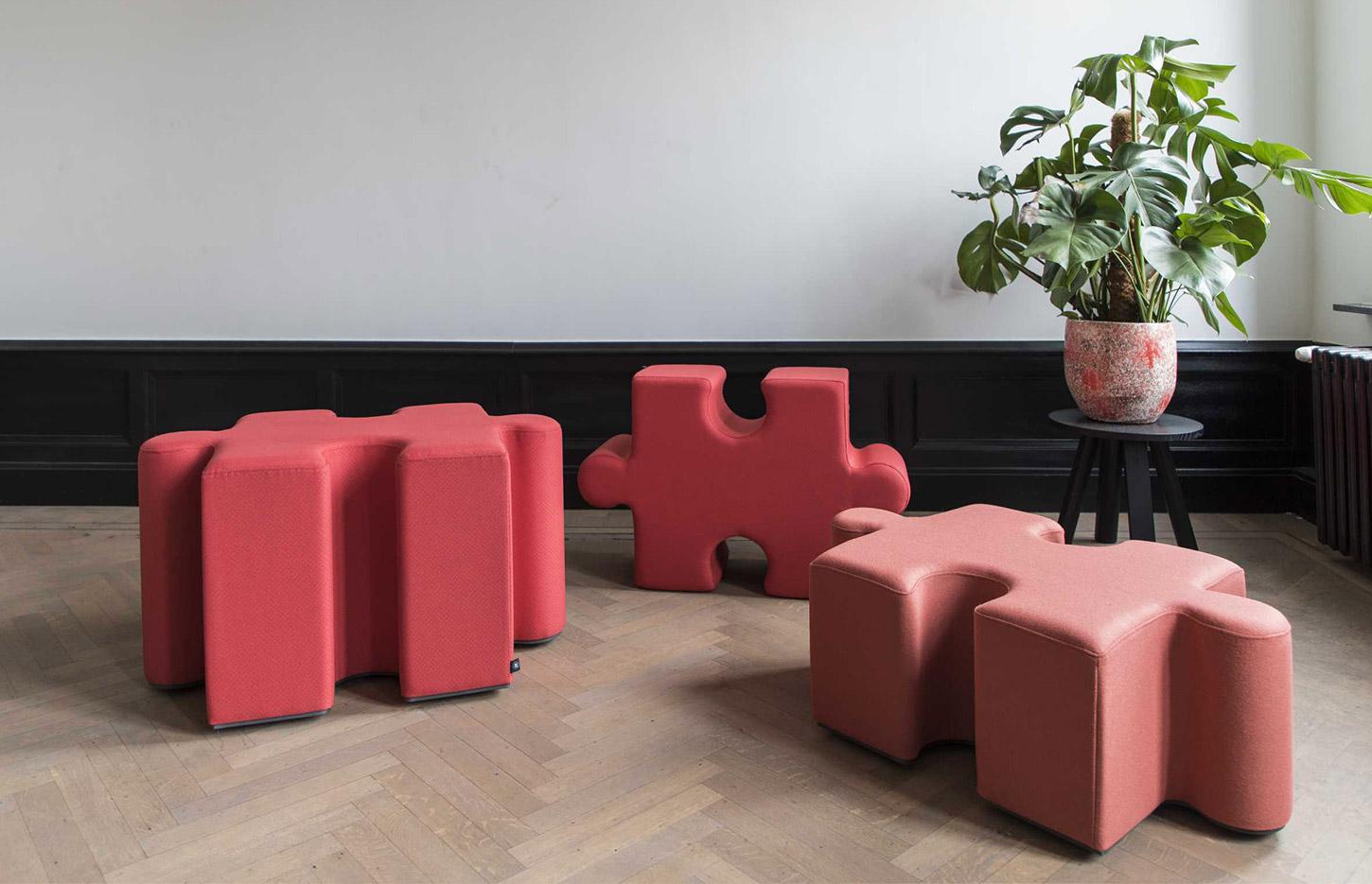 Pouf d\'accueil largeur 85 hauteur 30 cm avec revêtement phonique, gamme Echoes Puzzle - France Bureau