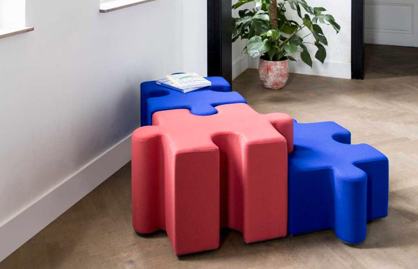 Pouf d\'accueil largeur 85 hauteur 30 cm avec revêtement phonique, gamme Echoes Puzzle - France Bureau